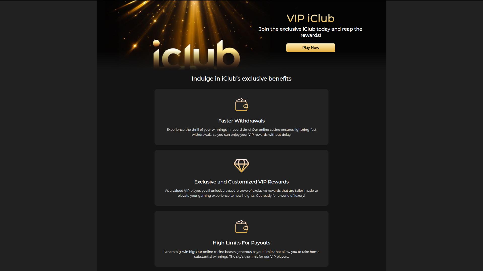 Programma VIP di iBet Casino per Desktop