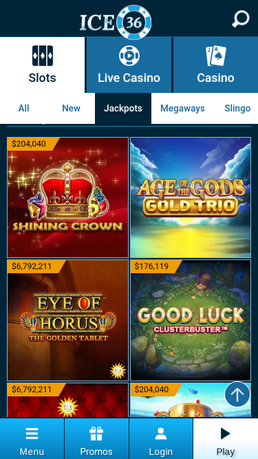 Jackpot mobile du casino Ice36