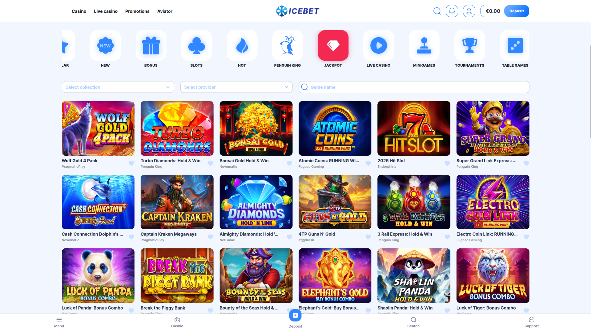 Jackpot de escritorio del casino IceBet