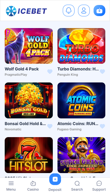 Jackpot móvil del casino IceBet