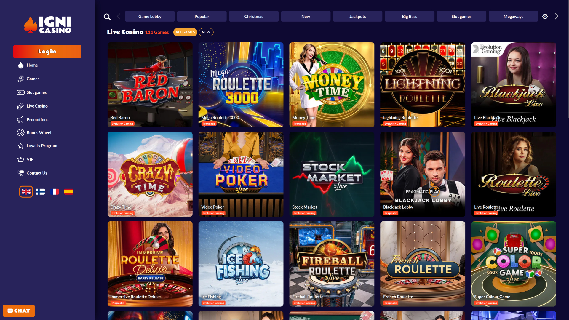 Igni Casino Desktop Live крупье