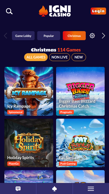 Мобильные рождественские игры казино Igni