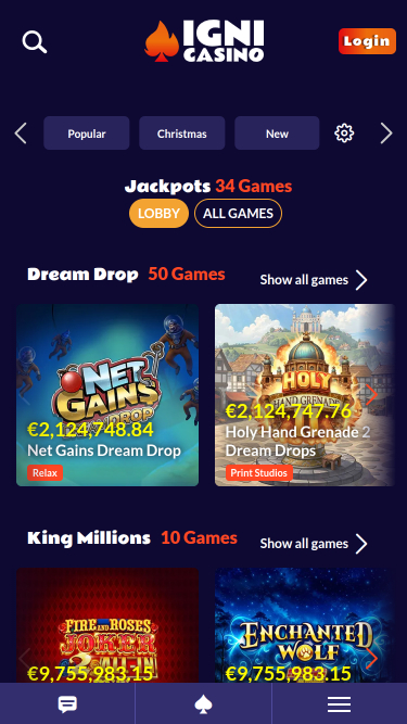 Мобильный джекпот Igni Casino
