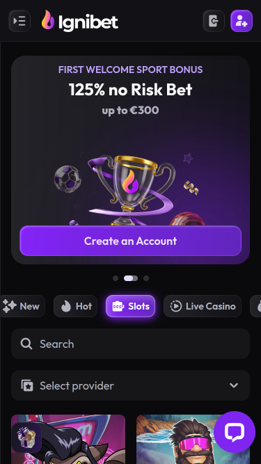 Jeux de casino Ignibet sur mobile