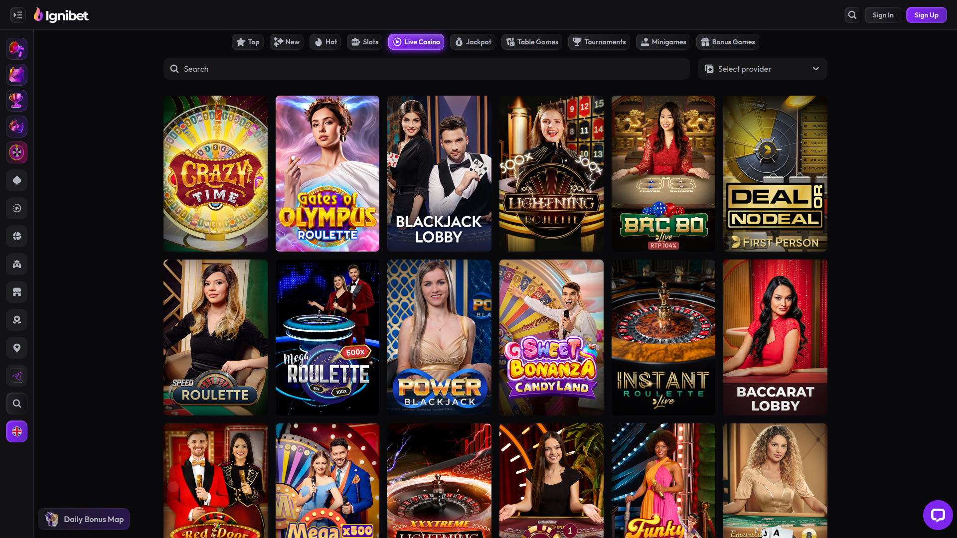 Casino Ignibet avec croupier en direct sur ordinateur