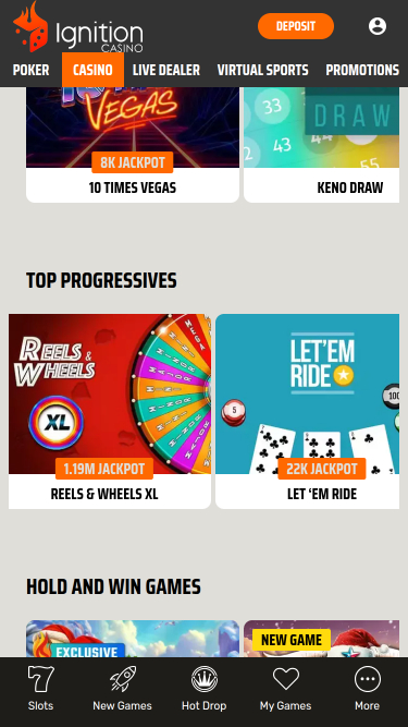 Jackpot mobile du casino Ignition