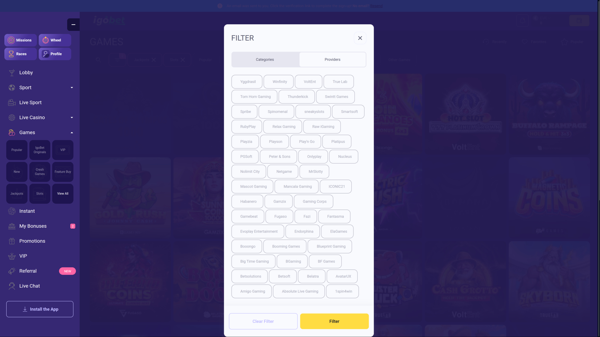 Desarrolladores de juegos de escritorio de IgoBet Casino