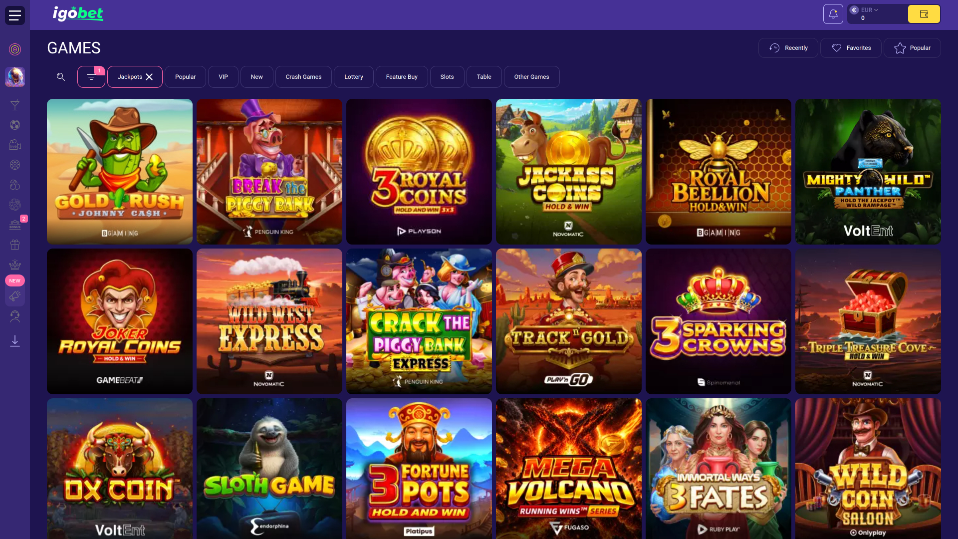 Jackpot de escritorio del casino IgoBet