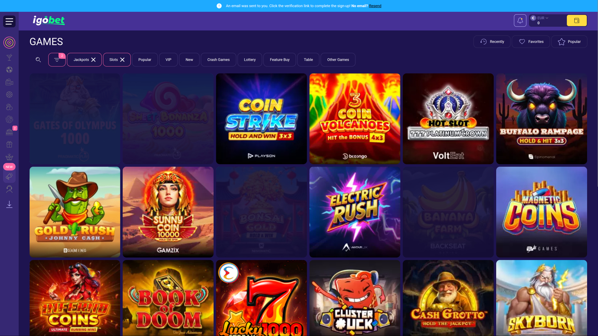 Jackpot de escritorio del casino IgoBet