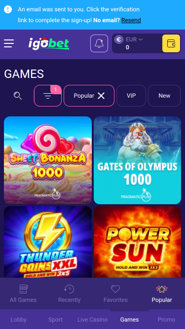 Juegos de casino IgoBet para móviles