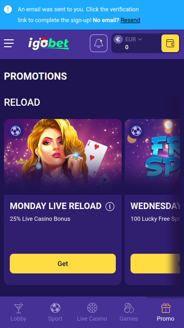 Promociones de IgoBet Casino para móviles