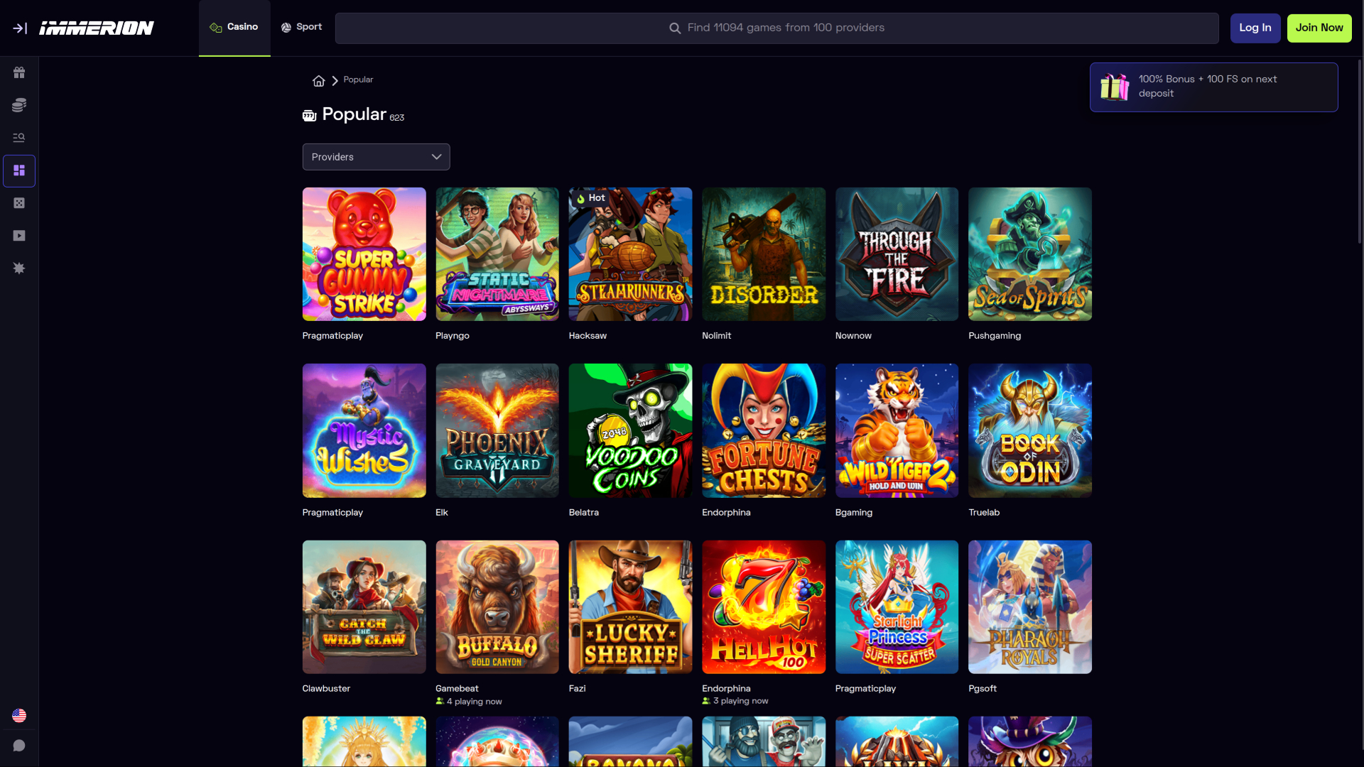 Juegos de escritorio del casino Immerion