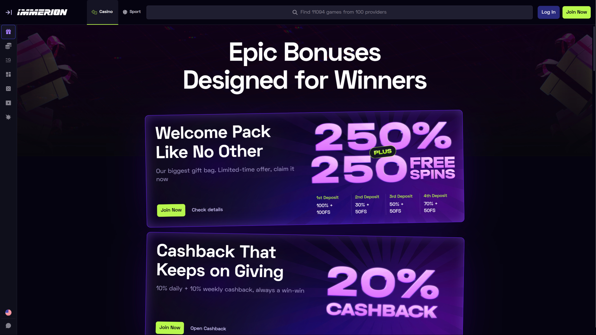 Promociones de escritorio del Casino Immerion