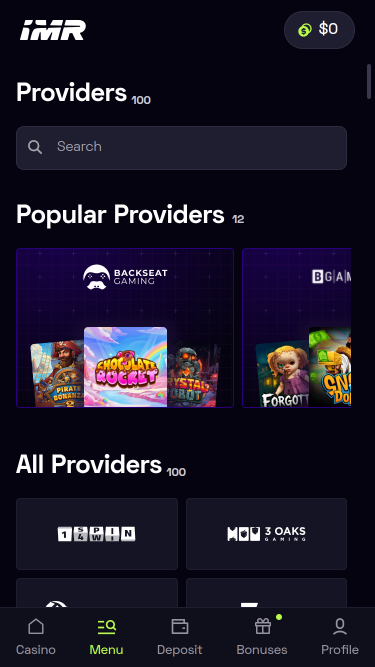 Desarrolladores de juegos móviles de Immerion Casino