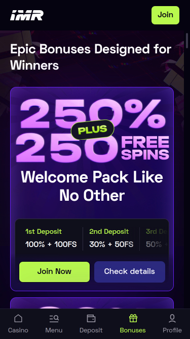 Promociones móviles del Casino Immerion