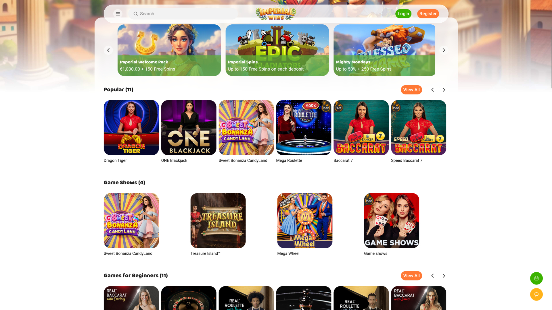 Imperial Wins Casino Desktop Live Dealer
