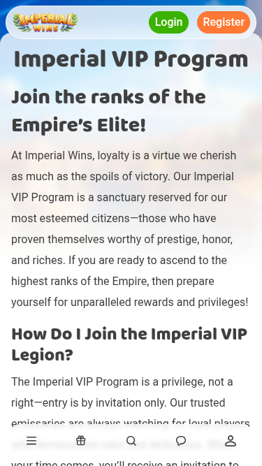 VIP-программа Imperial Wins Casino для мобильных устройств