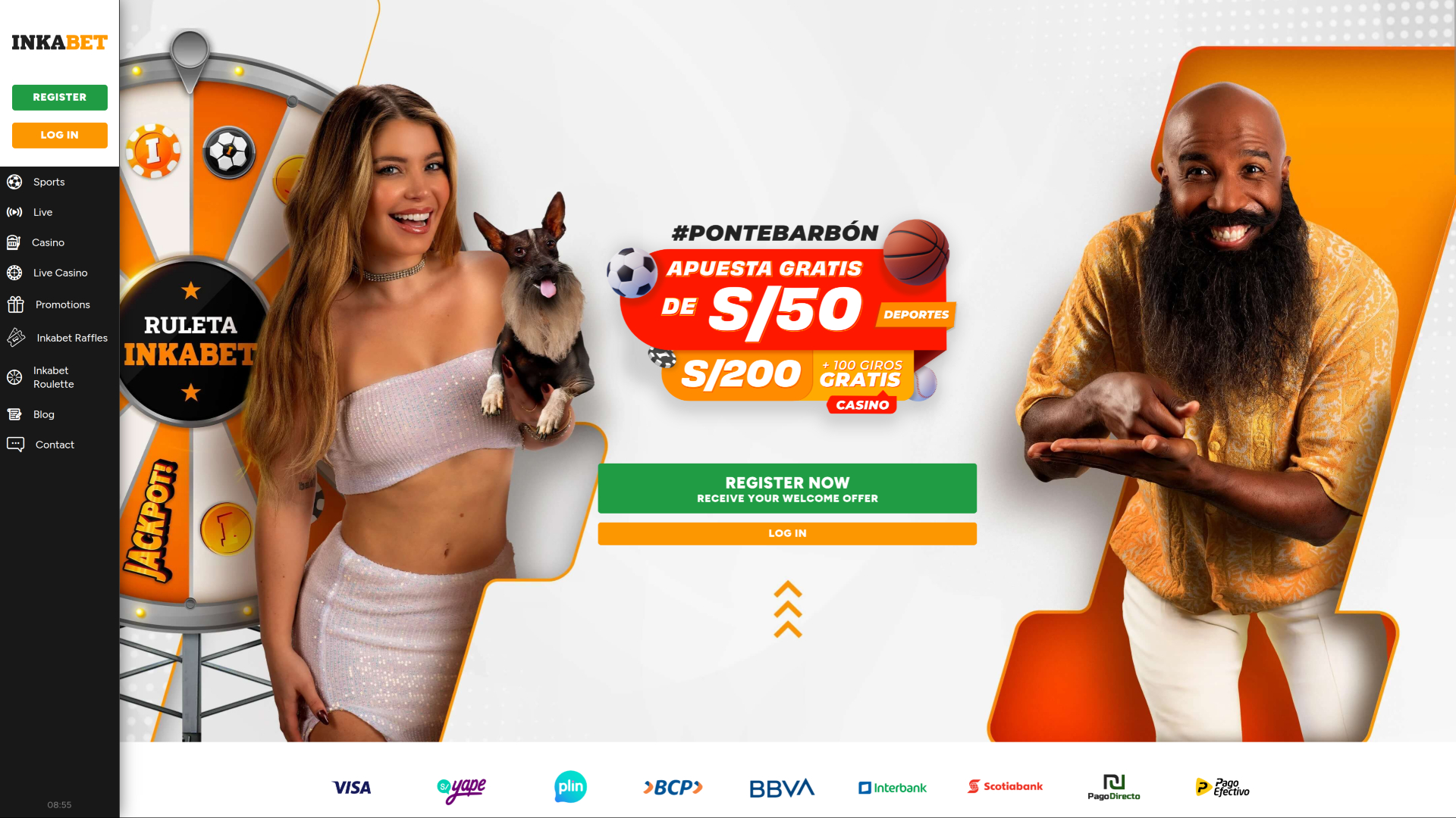 Page d'accueil intégrée du casino sur ordinateur