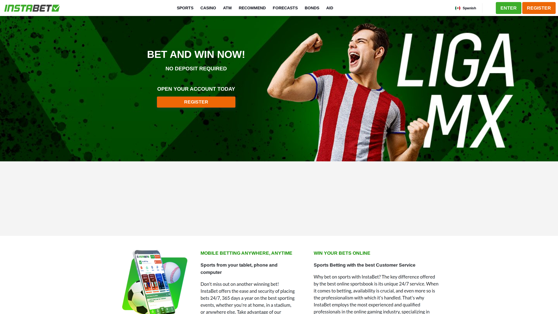 InstaBET Casino Desktop-Homepage