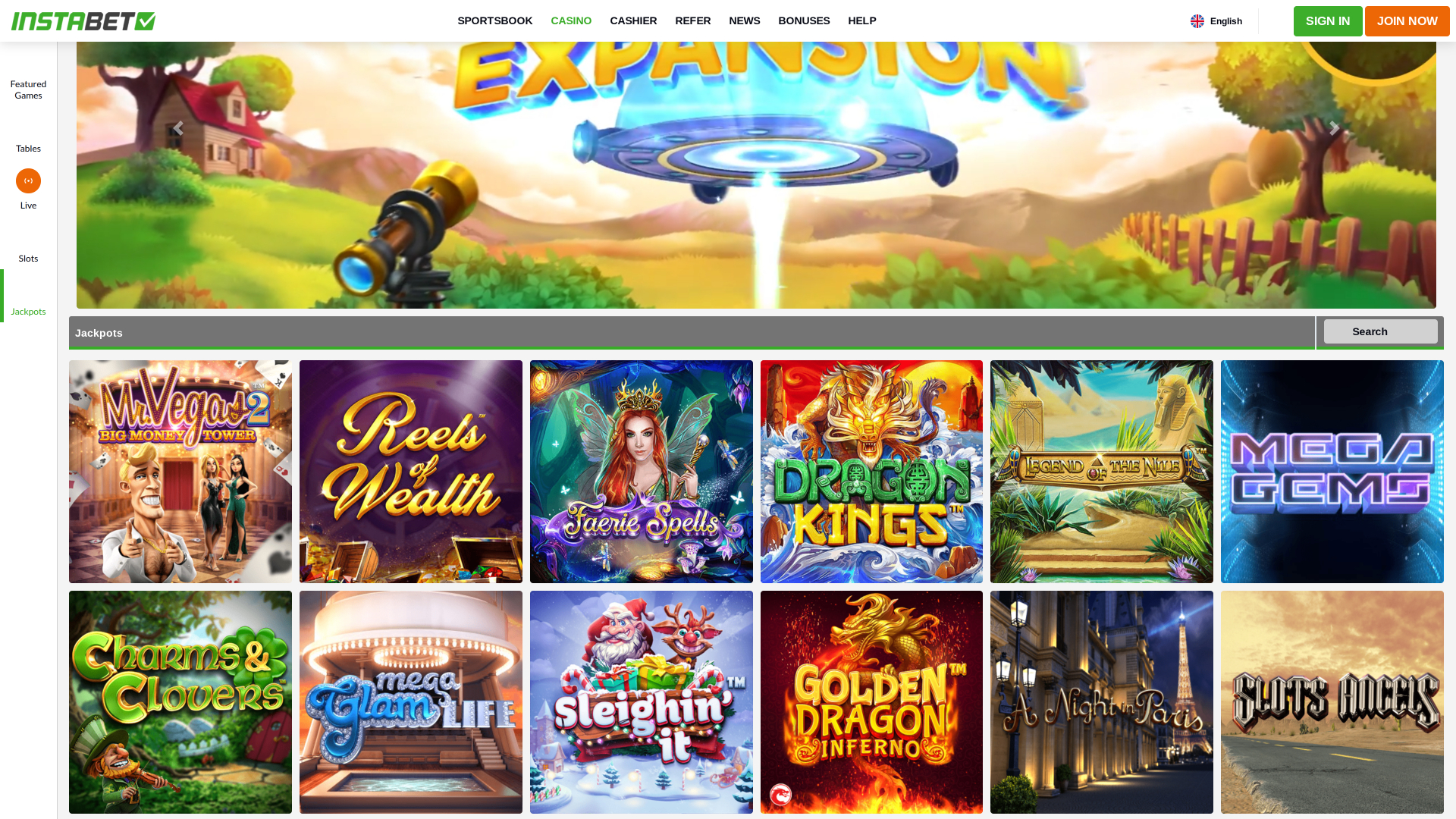 InstaBET Casino Desktop-Jackpot