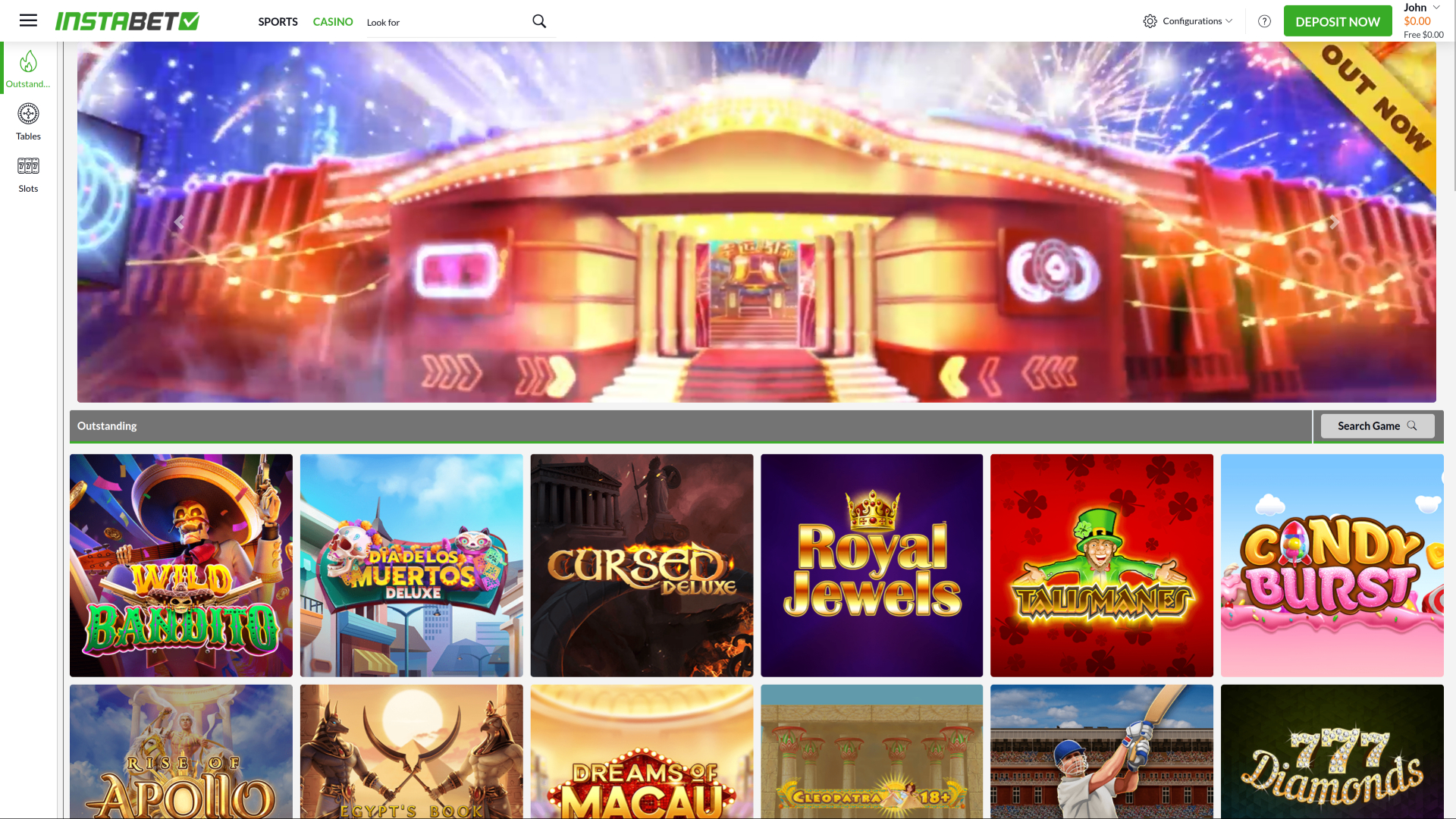 InstaBET Casino Desktop-Spiele