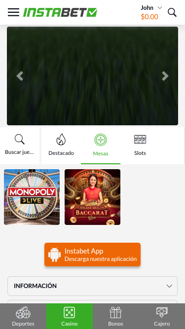 InstaBET Casino Mobile Live Dealer