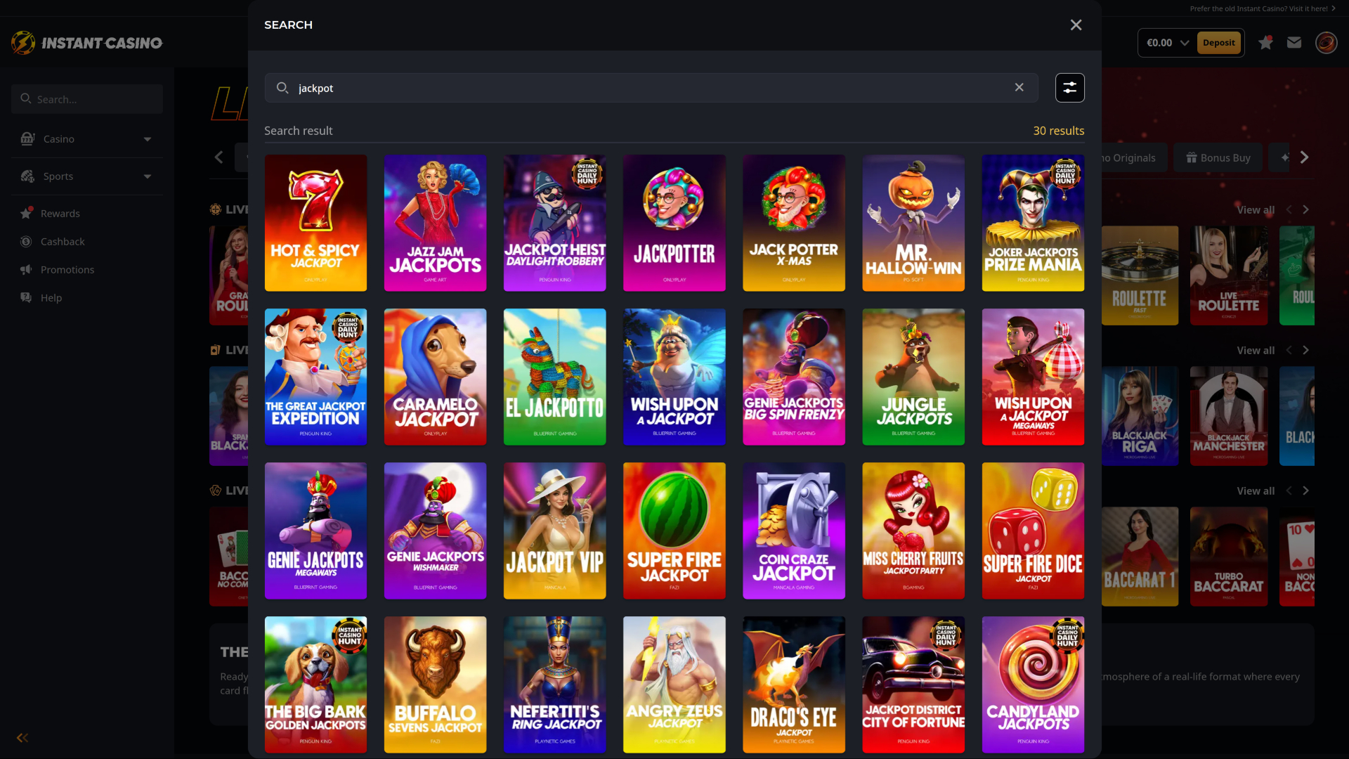 Jackpot desktop del casinò istantaneo