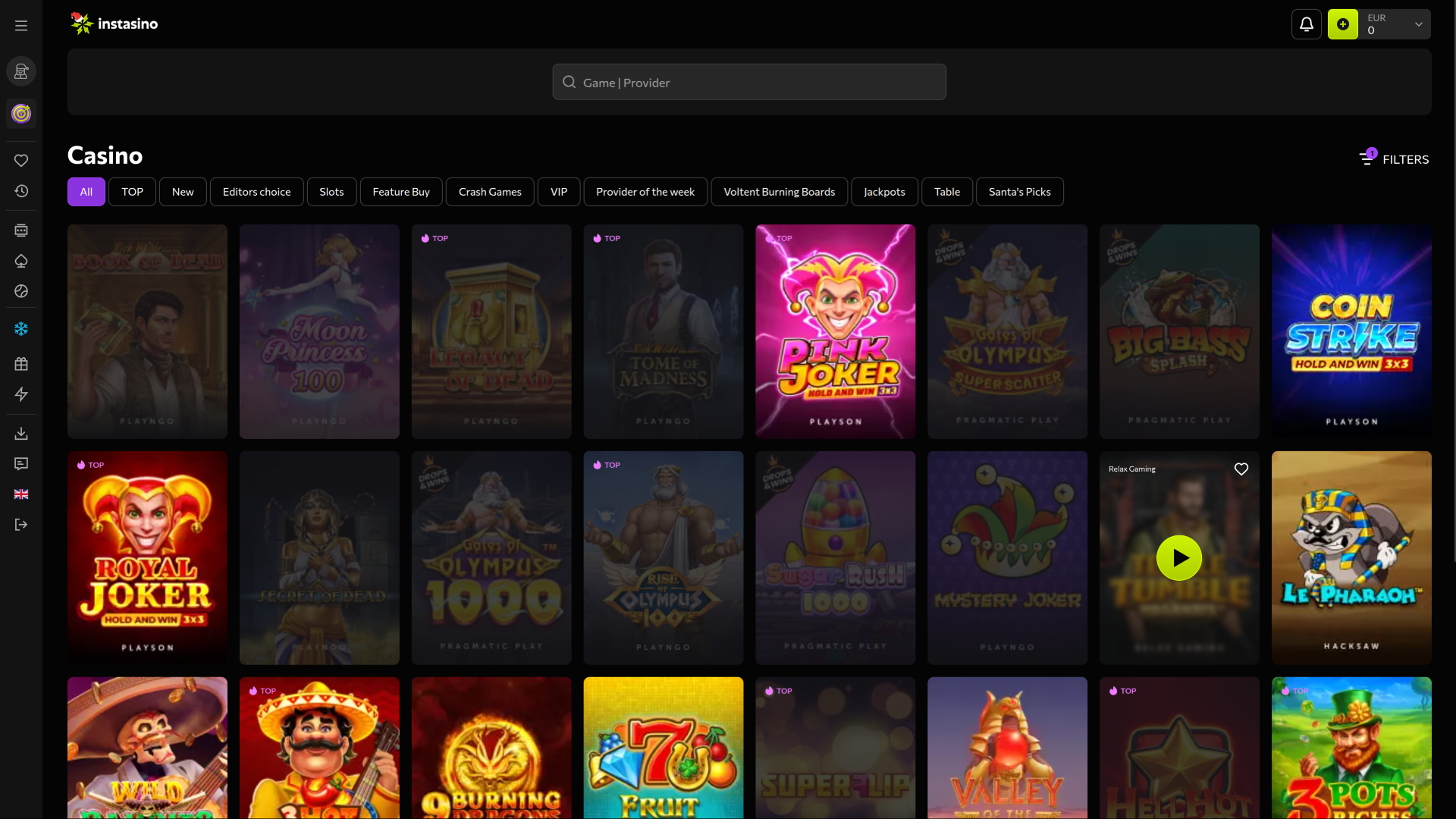 Giochi desktop del casinò Instasino