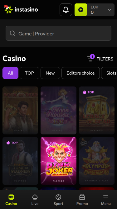 Instasino Casino Mobile Games