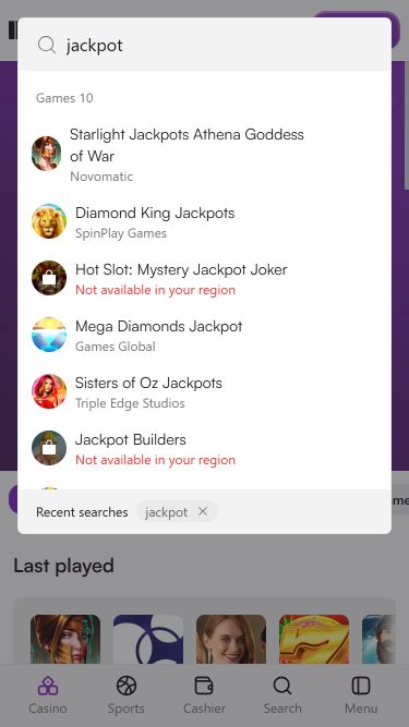 Jackpot mobile du casino Instaspin