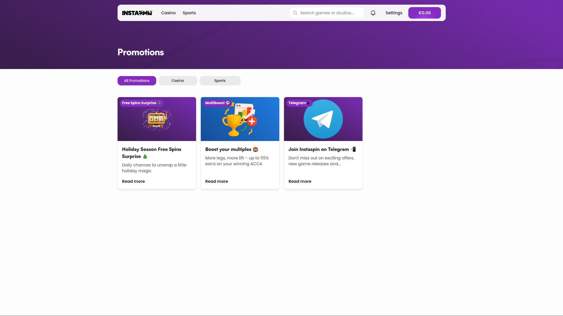 Promociones de escritorio del casino Instaspin