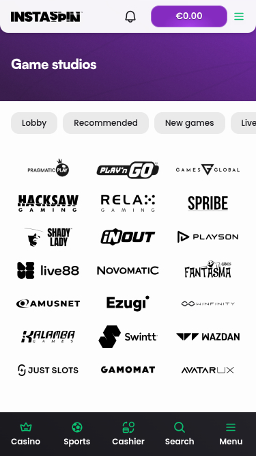 Desarrolladores de juegos móviles de Instaspin Casino