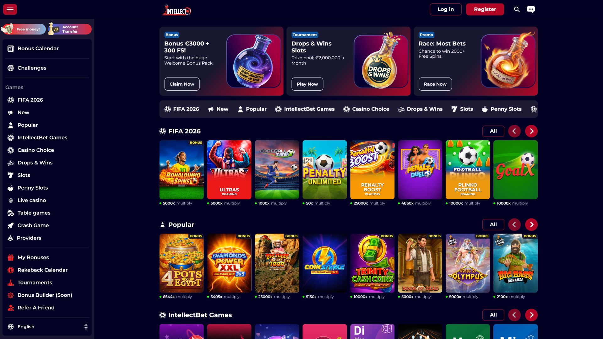 Intellectbet Casino Desktop Homepage