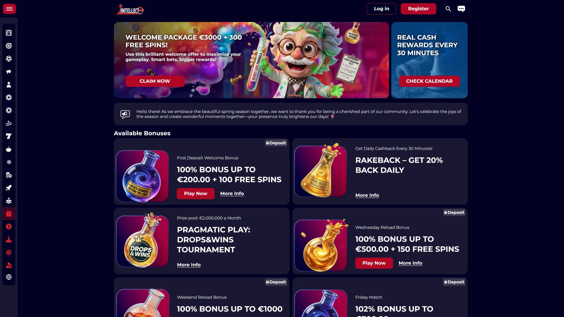 Intellectbet Casino Desktop Promotions