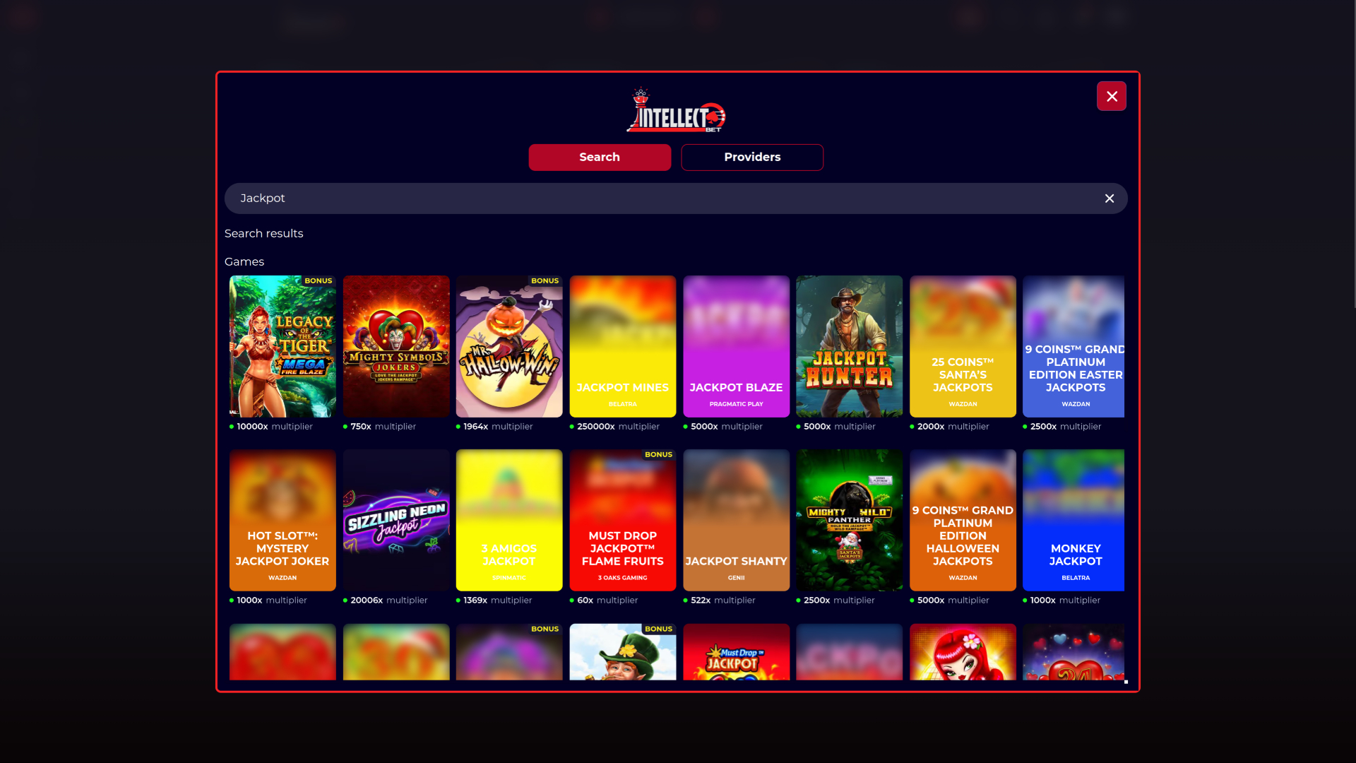 Jackpot de bureau du casino Intellectbet