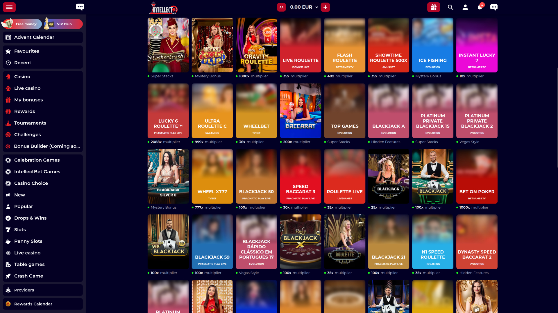 Casino Intellectbet pour ordinateur avec croupier en direct