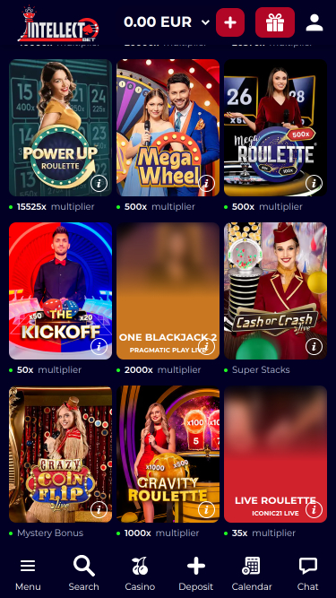 Casino mobile Intellectbet avec croupier en direct