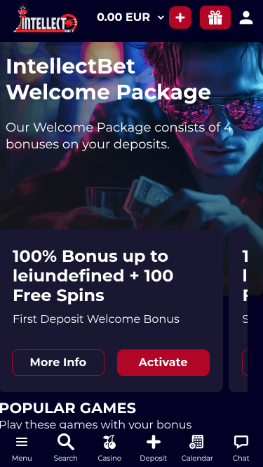 Promotions mobiles du casino Intellectbet