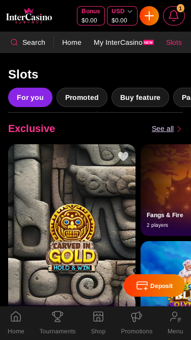 Inter Casino Mobile Games