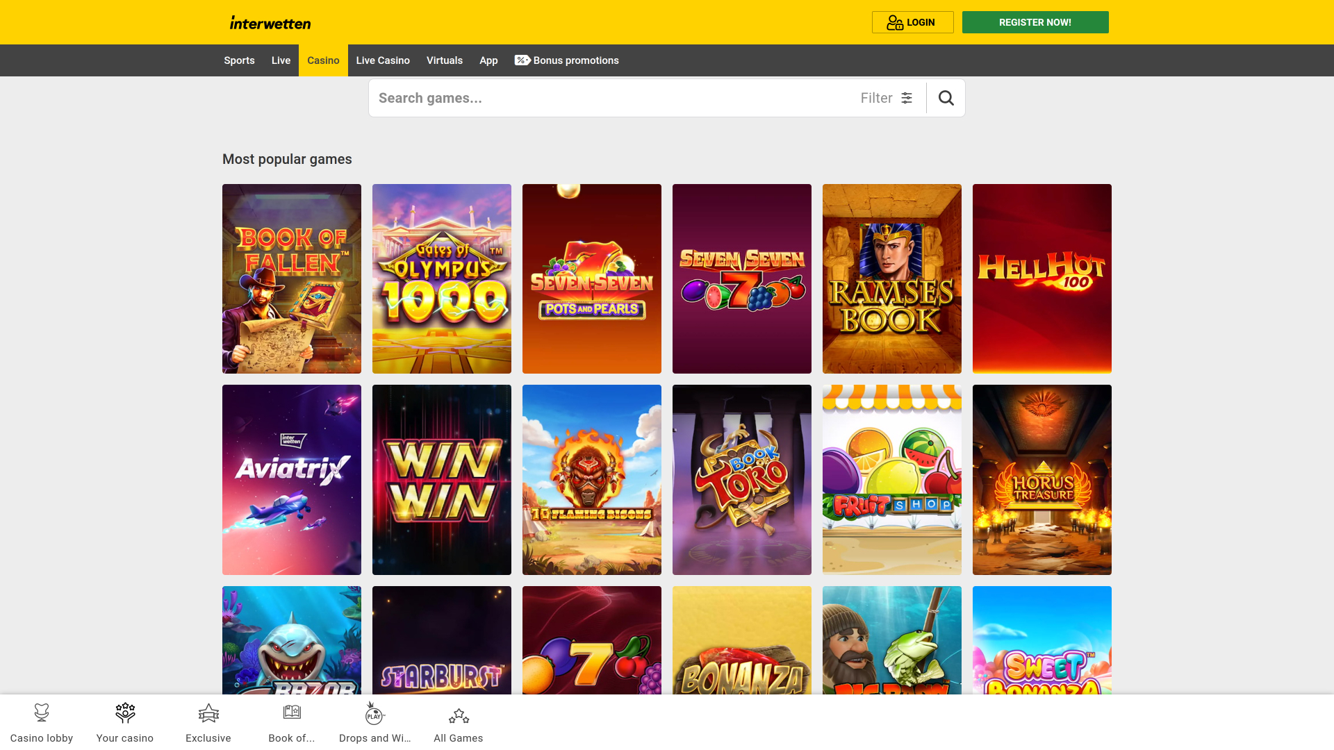 Jeux de bureau du casino Interwetten