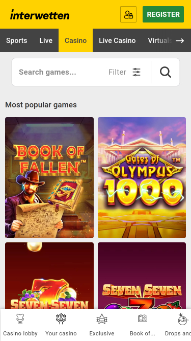 Jeux mobiles du casino Interwetten