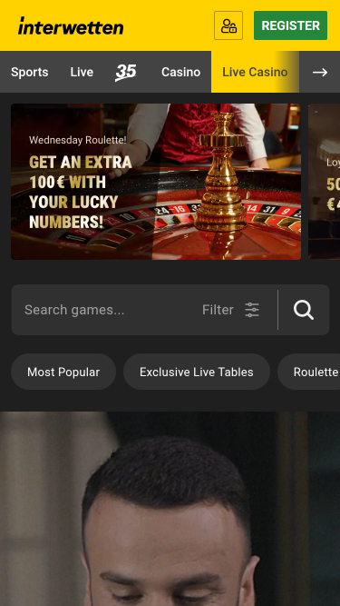 Interwetten Casino Mobile Croupier en direct