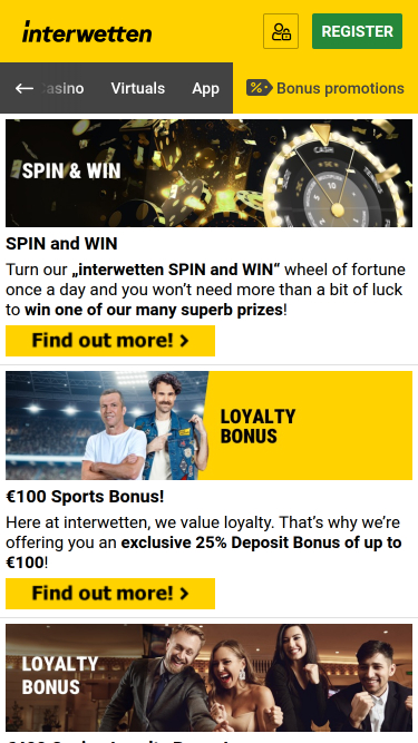Promotions mobiles du casino Interwetten