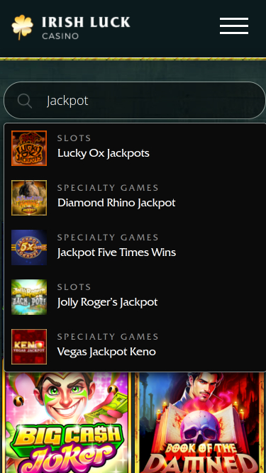 Jackpot mobile du casino Irish Luck