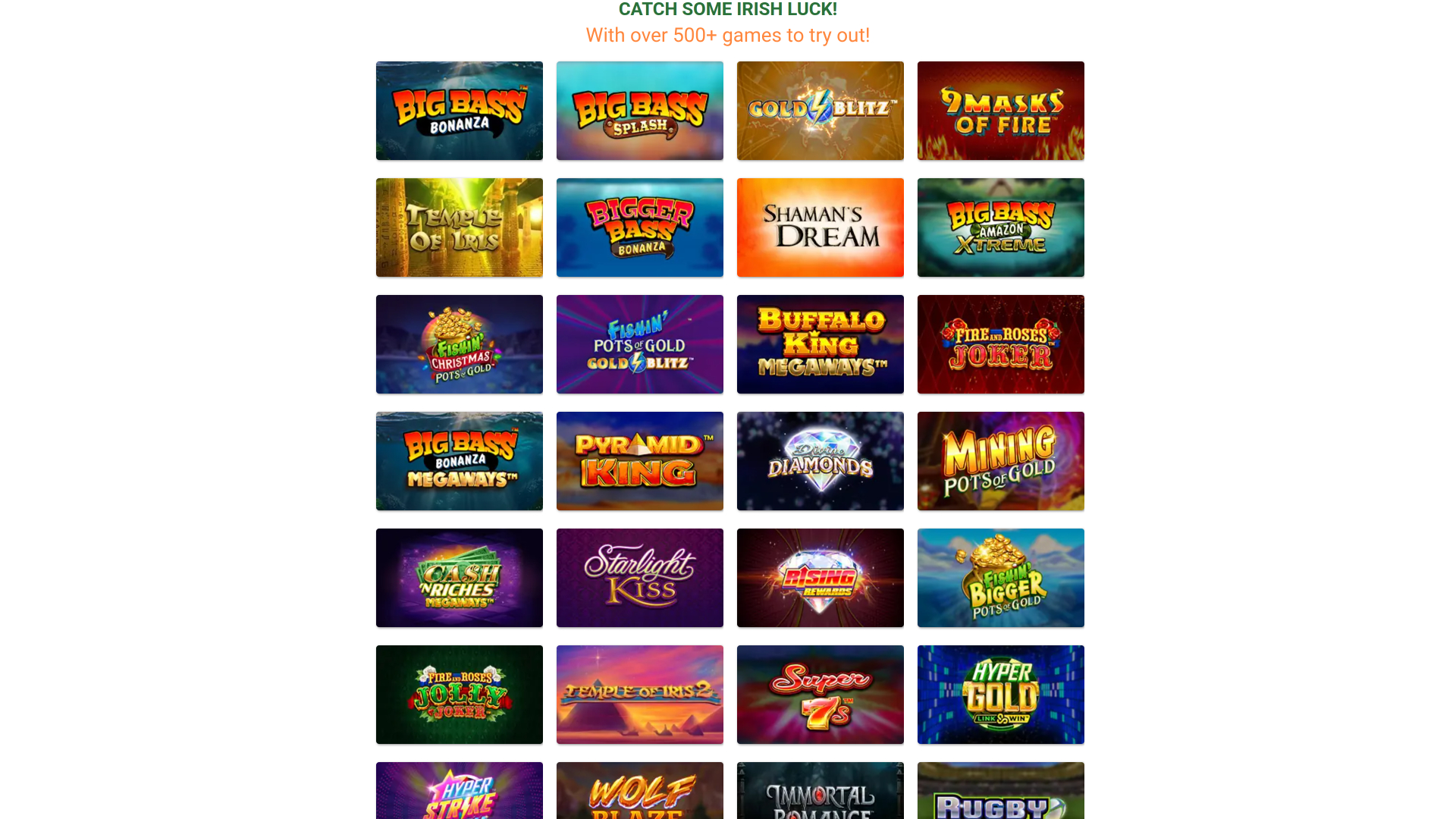 Juegos de escritorio de Irish Spins Casino