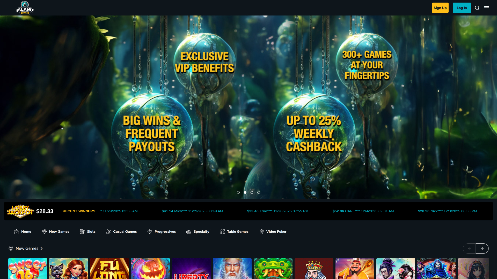 Homepage desktop di Island Reels Casino