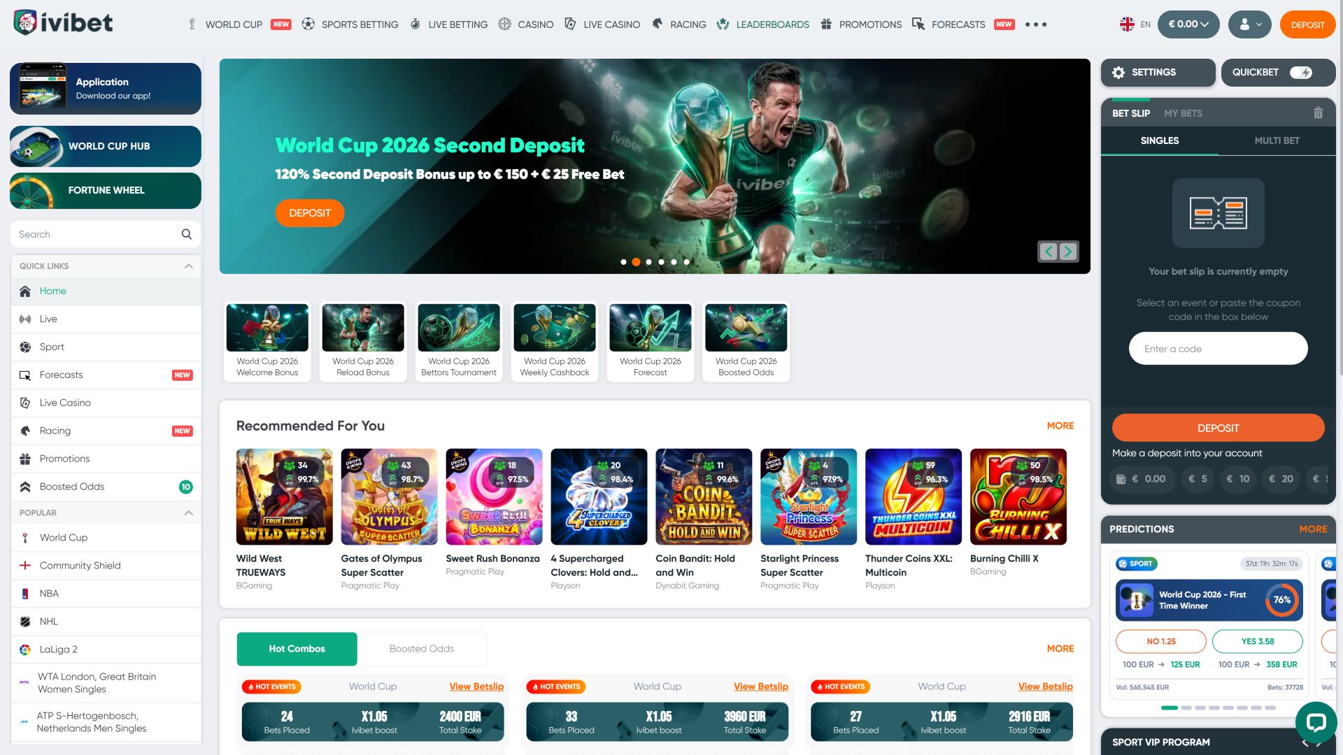 Домашняя страница Ivibet Casino для ПК