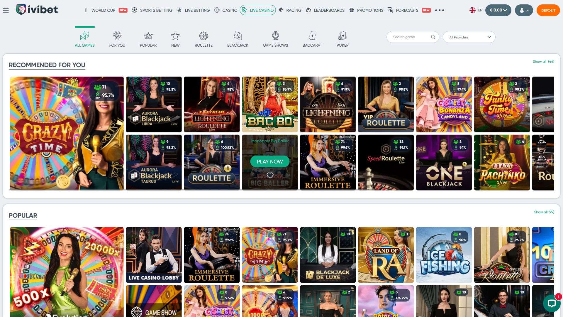 Десктопный лайв-дилер Ivibet Casino