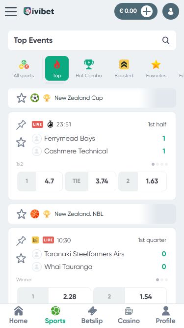 Мобильные спортивные игры в казино Ivibet
