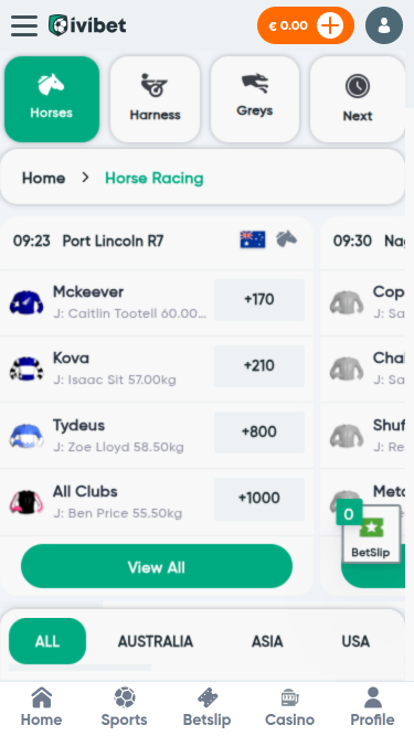 Courses mobiles du casino Ivibet